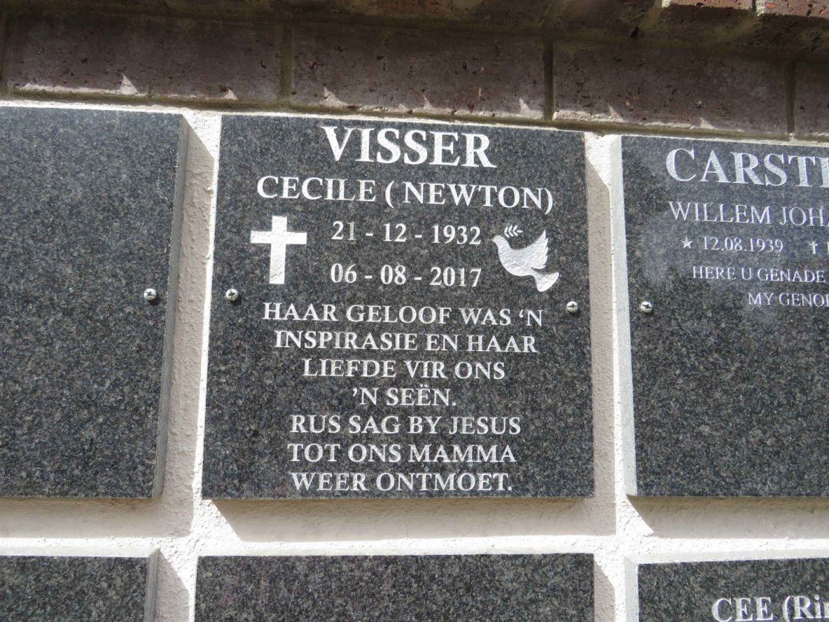 VISSER Cecile nee NEWTON 1932-2017