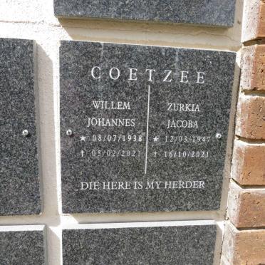 COETZEE Willem Johannes 1938-2021 & Zurkia Jacoba 1947-2023