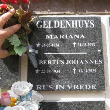 GELDENHUYS Bertus Johannes 1934-2020 & Mariana 1934-2013