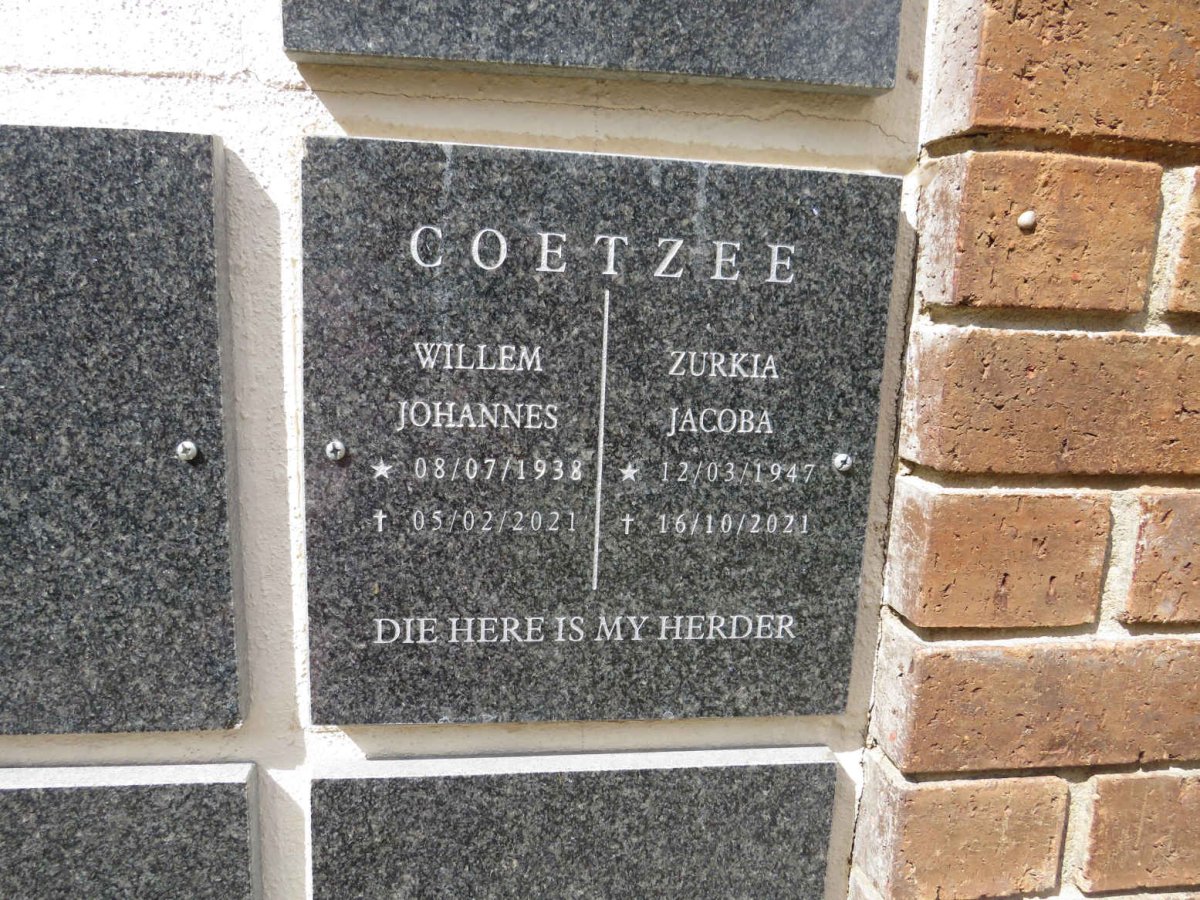 COETZEE Willem Johannes 1938-2021 & Zurkia Jacoba 1947-2023