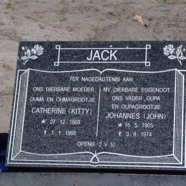 JACK Johannes 1905-1974 &amp; Catherine 1903-1998