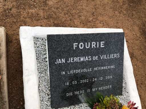 FOURIE Jan Jeremias de Villiers 2002-2016