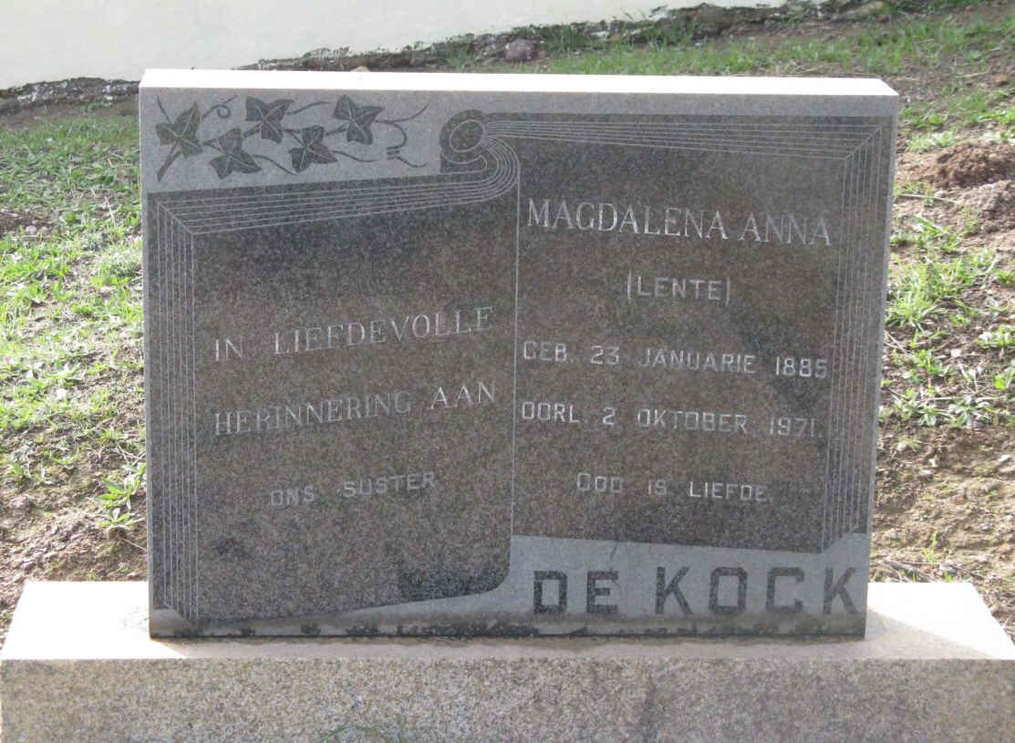 KOCK Magdalena Anna, de 1885-1971