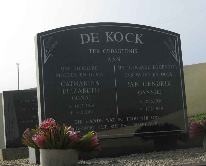 KOCK Jan Hendrik, de 1930-1999 &amp; Catharina Elizabeth 1936-2001