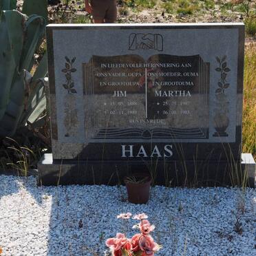 HAAS Jim 1888-1985 &amp; Martha 1907-1983