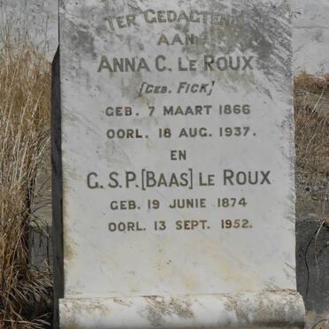 ROUX G.S.P., le 1874-1952 &amp; Anna C. FICK 1866-1937