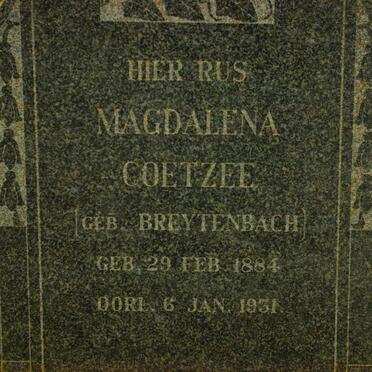 COETZEE Magdalena nee BREYTENBACH 1884-1931