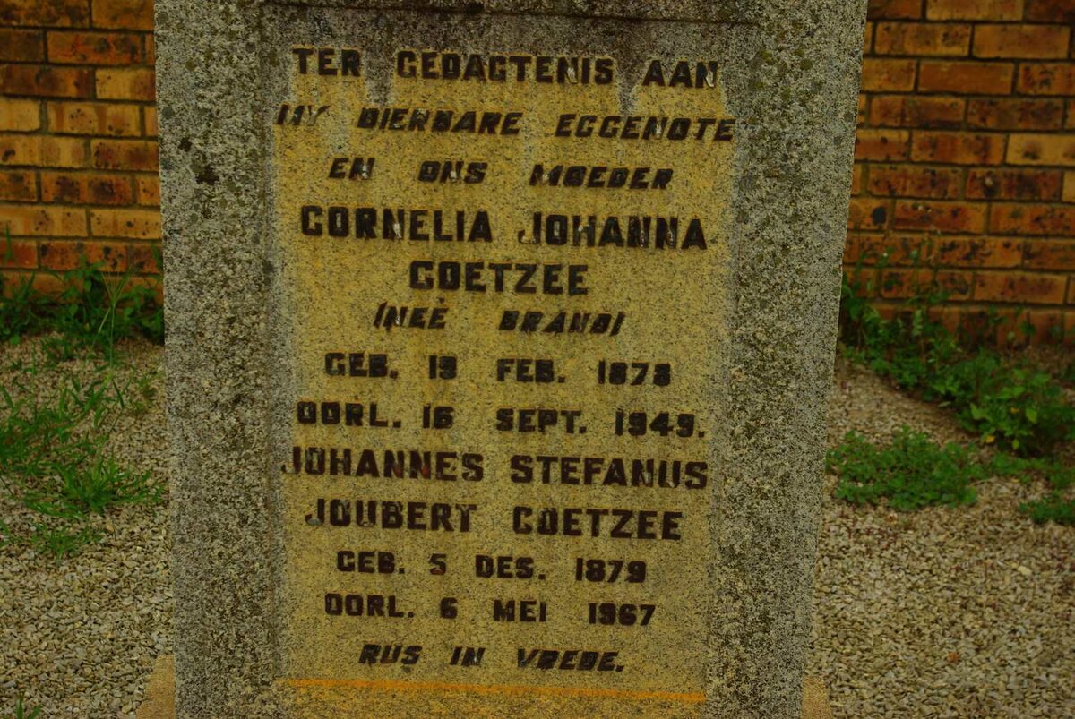 COETZEE Johannes Stefanus Joubert 1879-1967 &amp; Cornelia Johanna BRAND 1878-1949