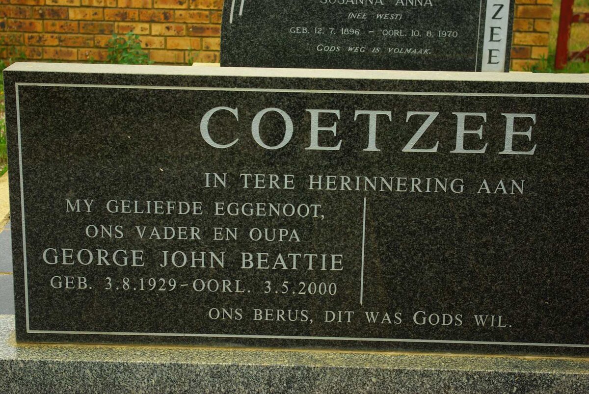 COETZEE George John Beattie 1929-2000