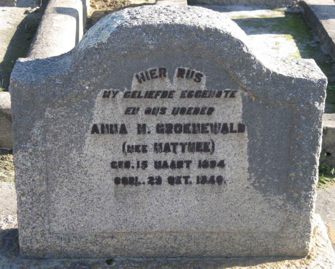 GROENEWALD Anna M. nee MATTHEE 1894-1940