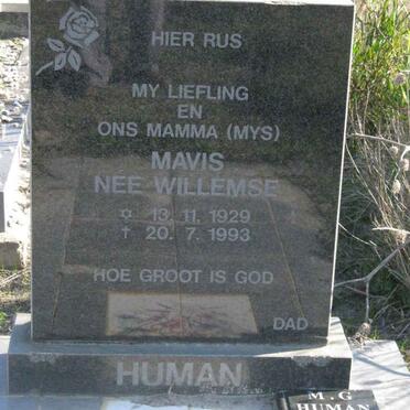 HUMAN M.G. 1926-2003 &amp; Mavis WILLEMSE 1929-1993