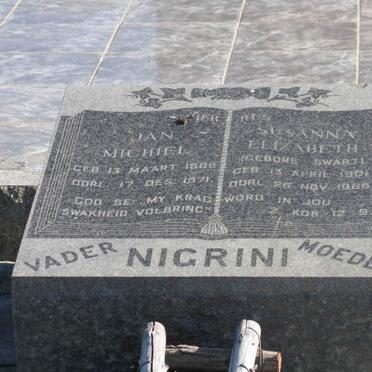 NIGRINI Jan Michiel 1888-1971 &amp; Susanna Elizabeth SWART 1901-1968