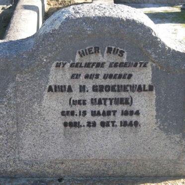 GROENEWALD Anna M. nee MATTHEE 1894-1940