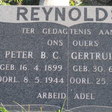 REYNOLDS Peter B.C. 1899-1944 &amp; Gertruida S. 1905-1980