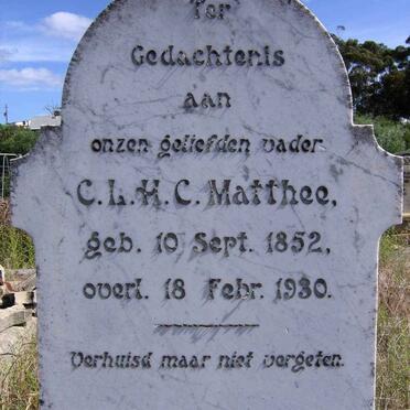 MATTHEE C.L.H.C. 1852-1930