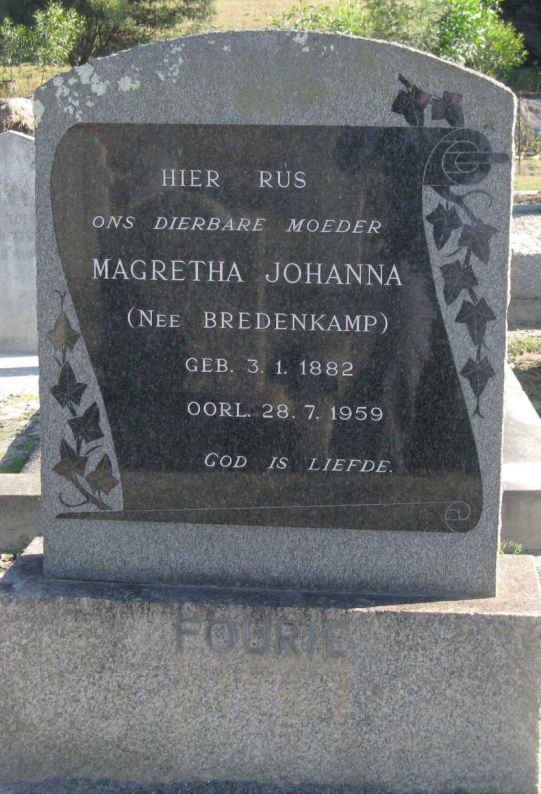 FOURIE Magretha Johanna nee BREDENKAMP 1882-1959