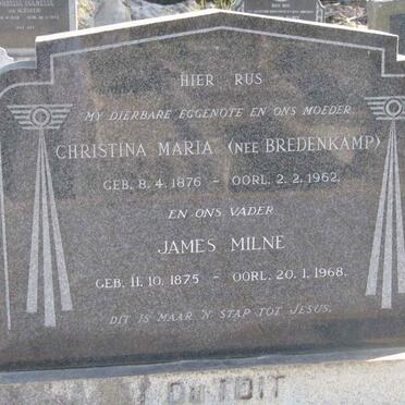 TOIT James Milne, du 1875-1968 &amp; Christina Maria BREDENKAMP 1876-1962