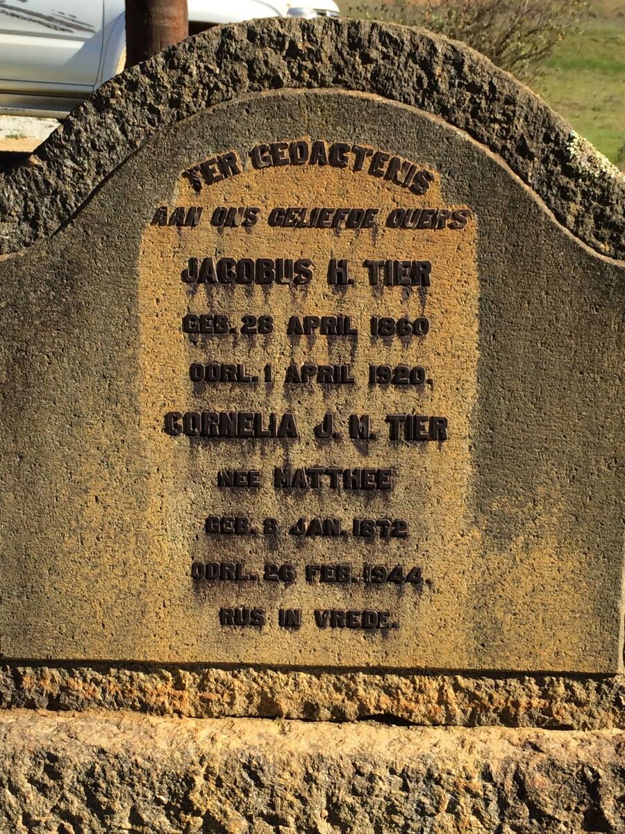 TIER Jacobus H. 1860-1920 &amp; Cornelia J.N. MATTHEE 1872-1944