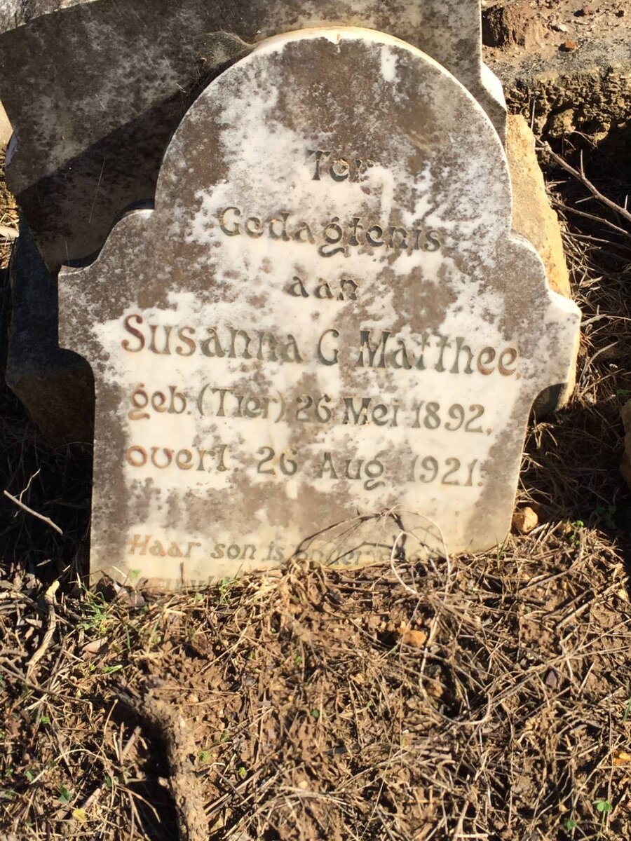 MATTHEE Susanna G. nee TIER 1892-1921