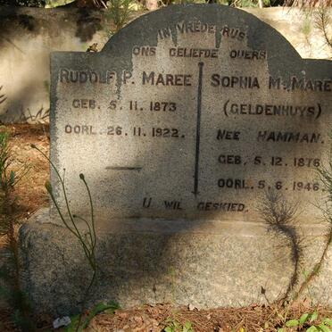 MAREE Rudolf P. 1873-1922 &amp; Sophia M. GELDENHUYS nee HAMMAN 1876-1946