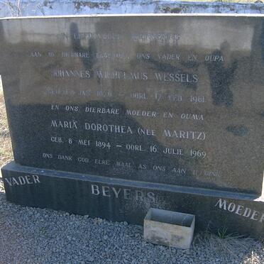 BEYERS Johannes Wilhelmus Wessels 1876-1976 &amp; Maria Dorothea MARITZ 1894-1969