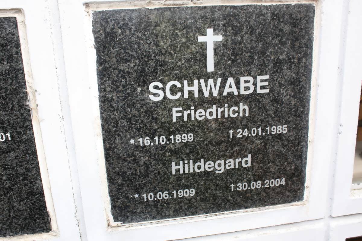 SCHWABE Friedrich 1899-1985 &amp; Hildegard 1909-2004