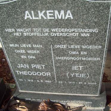ALKEMA Jan Piet Theodoor 1915-2009 &amp; Iet 1912-1993
