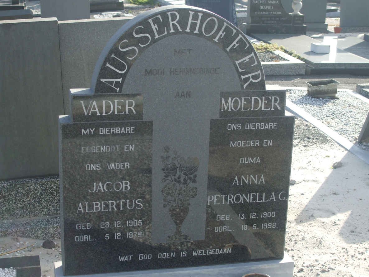 AUSSERHOFFER Jacobus Albertus 1905-1979 &amp; Anna Petronella G. 1909-1998