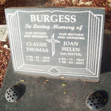 BURGESS Claude Thomas 1935-2011 &amp; Joan Helen FESTER 1937-2001