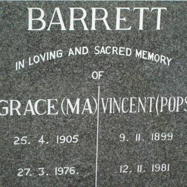 BARRETT Vincent 1899-1981 &amp; Grace 1905-1976