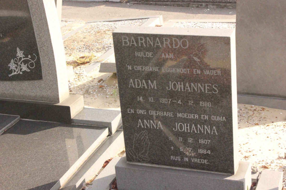 BARNARDO Adam Johannes 1907-1980 &amp; Anna Johanna 1907-1984