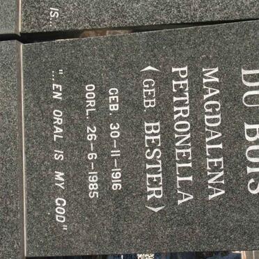 BOIS Magdalena Petronella, du nee BESTER 1916-1985