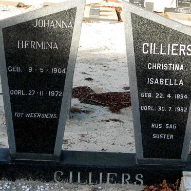 CILLIERS Christina Isabella 1894-1982 :: CILLIERS Johanna Hermina 1904-1972