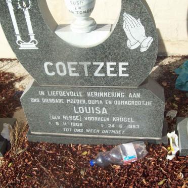 COETZEE Louisa formerly KRUGEL nee HESSE 1909-1993