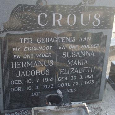 CROUS Hermanus Jacobus 1914-1973 &amp; Susanna Maria Elizabeth 1921-1975