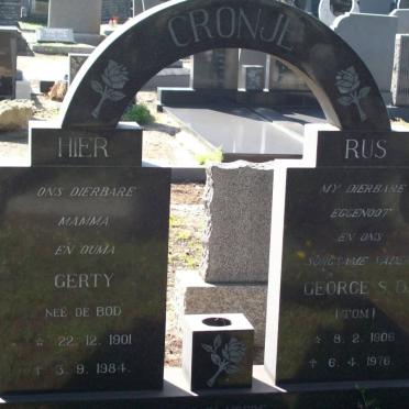 CRONJE George S.D. 1906-1976 &amp; Gerty DE BOD 1901-1984