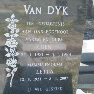 DYK Coen, van 1921-1984 &amp; Letta 1921-2007