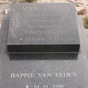 EEDEN Christoffel Paul, van 1897-1980 &amp; Bappie 1900-2000