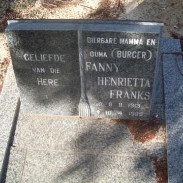 FRANKS Fanny Henrietta nee BURGER 1913-1989