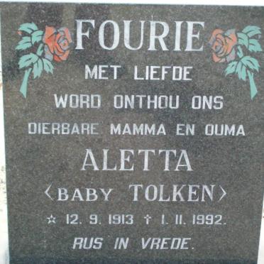 FOURIE Aletta nee TOLKEN 1913-1992