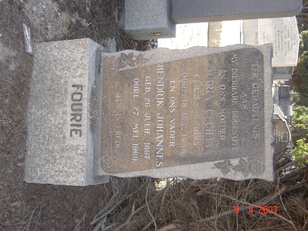 FOURIE Hendrik Johannes 1897-1969 &amp; Maria Cecilia 1895-1959
