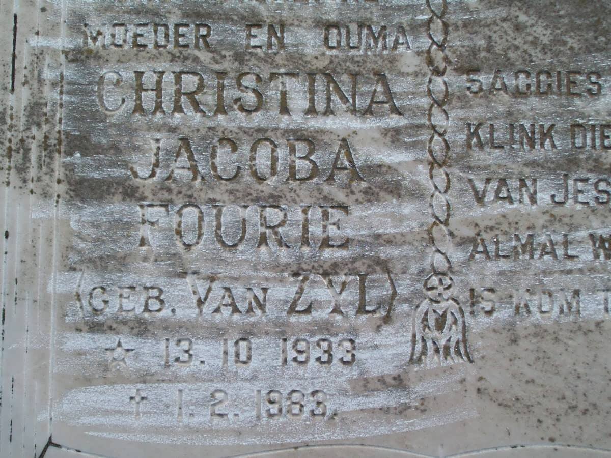 FOURIE Christina Jacoba nee VAN ZYL 1933-1983