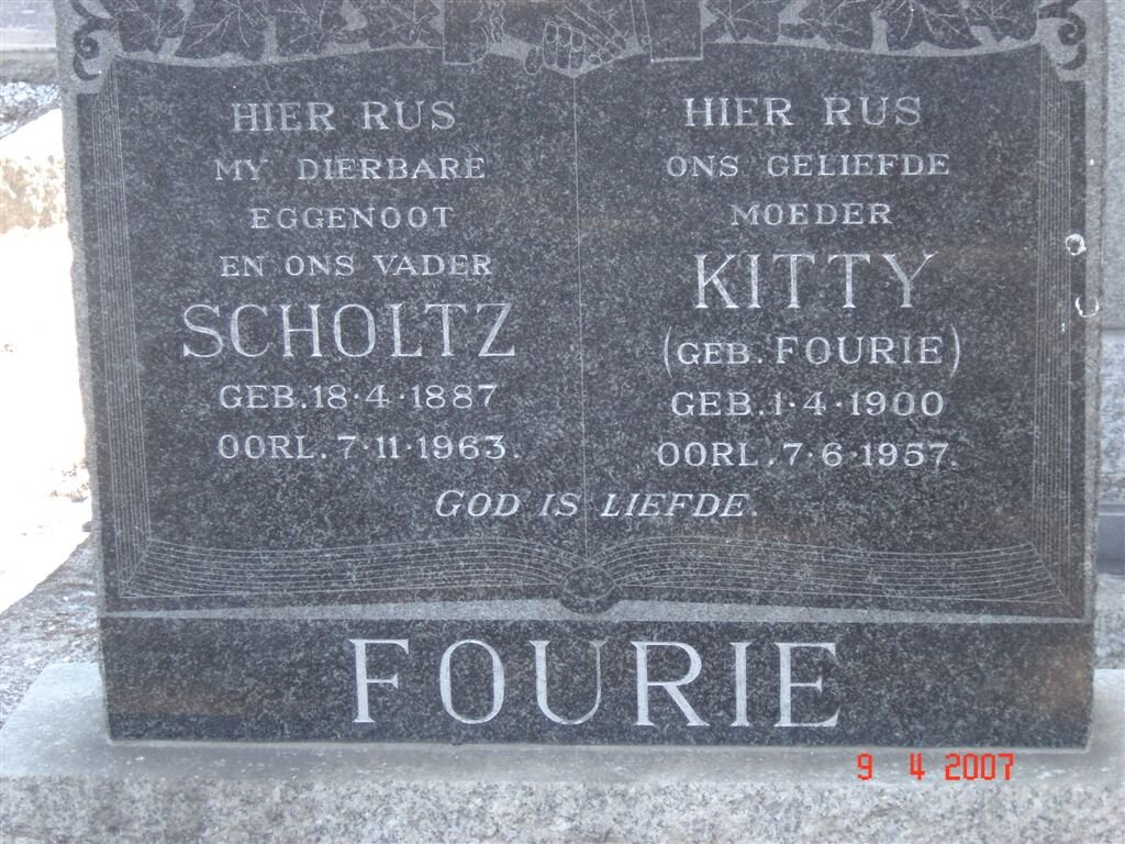 FOURIE Scholtz 1887-1963 &amp; Kitty FOURIE 1900-1957