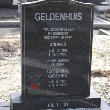 GELDENHUIS Andries 1918-1992 &amp; Catharina Carolina 1926-1997
