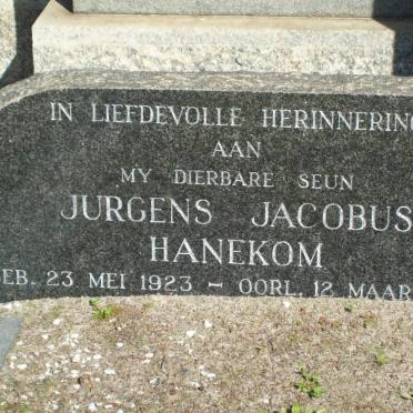 HANEKOM Jurgens Jacobus 1923-1966