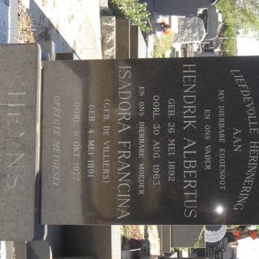 HEYNS Hendrik Albertus 1892-1963 &amp; Isadora Francina DE VILLIERS 1891-1977
