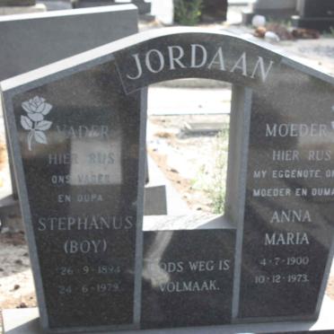 JORDAAN Stephanus 1894-1979 &amp; Anna Maria 1900-1973