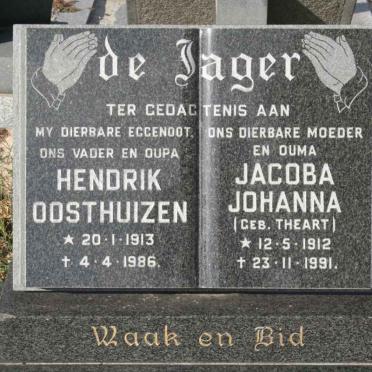 JAGER Hendrik Oosthuizen, de 1913-1986 &amp; Jacoba Johanna THEART 1912-1991