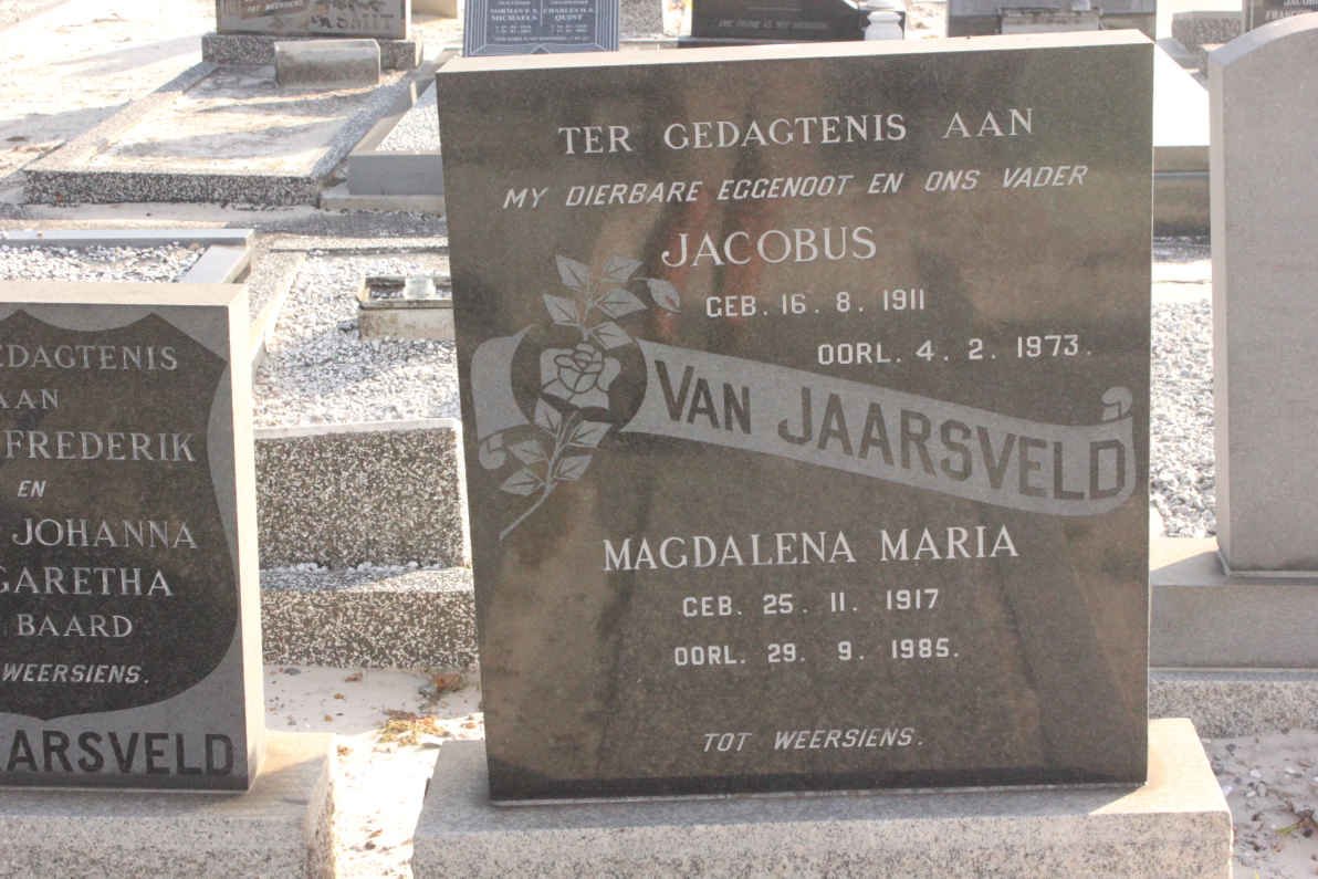 JAARSVELD Jacobus, van 1911-1973 &amp; Magdalena Maria 1917-1985
