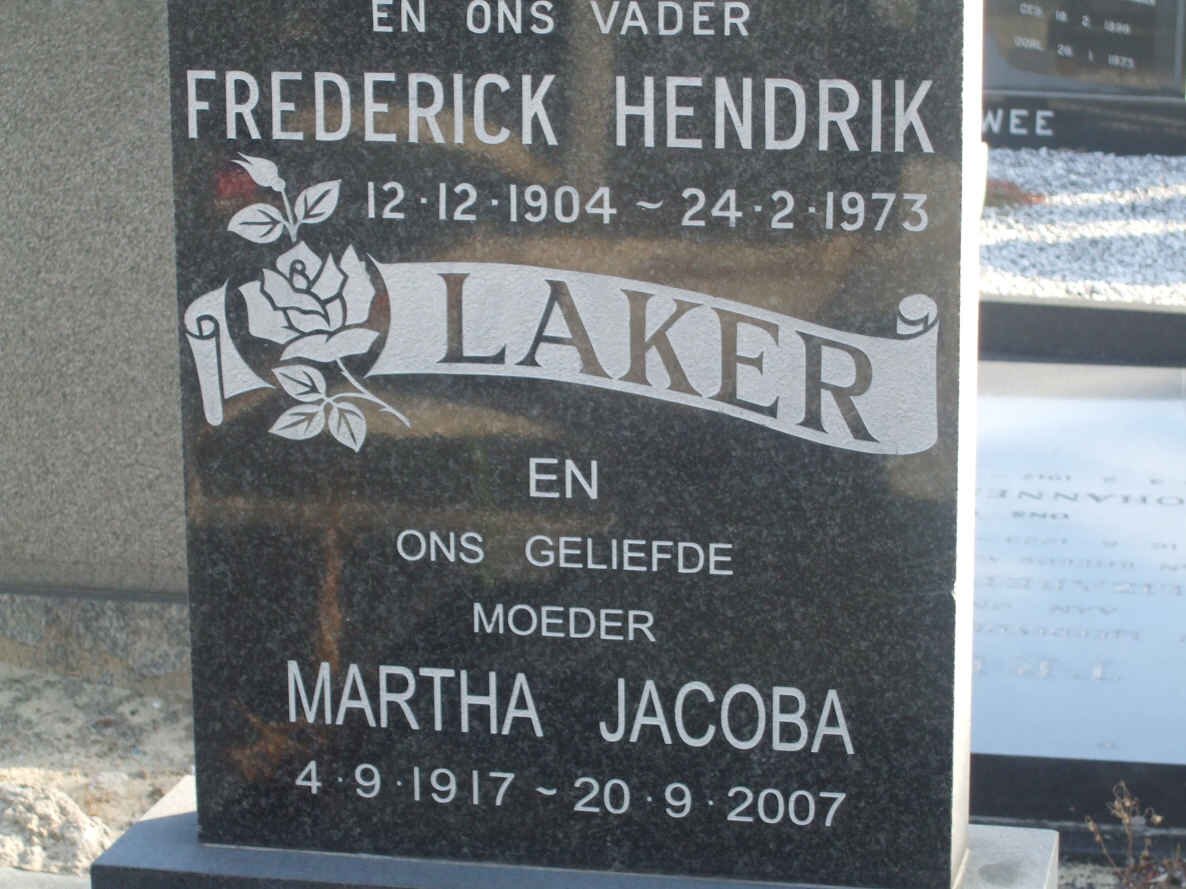 LAKER Frederick Hendrik 1904-1973 &amp; Martha Jacoba 1917-2007